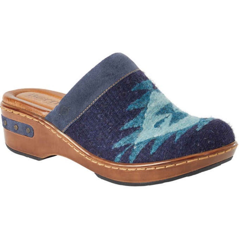 Womens Born Bandy Southwest Blanket Leather Sandal Clog Navy Blue US 11 EUR 43. - Picture 1 of 13